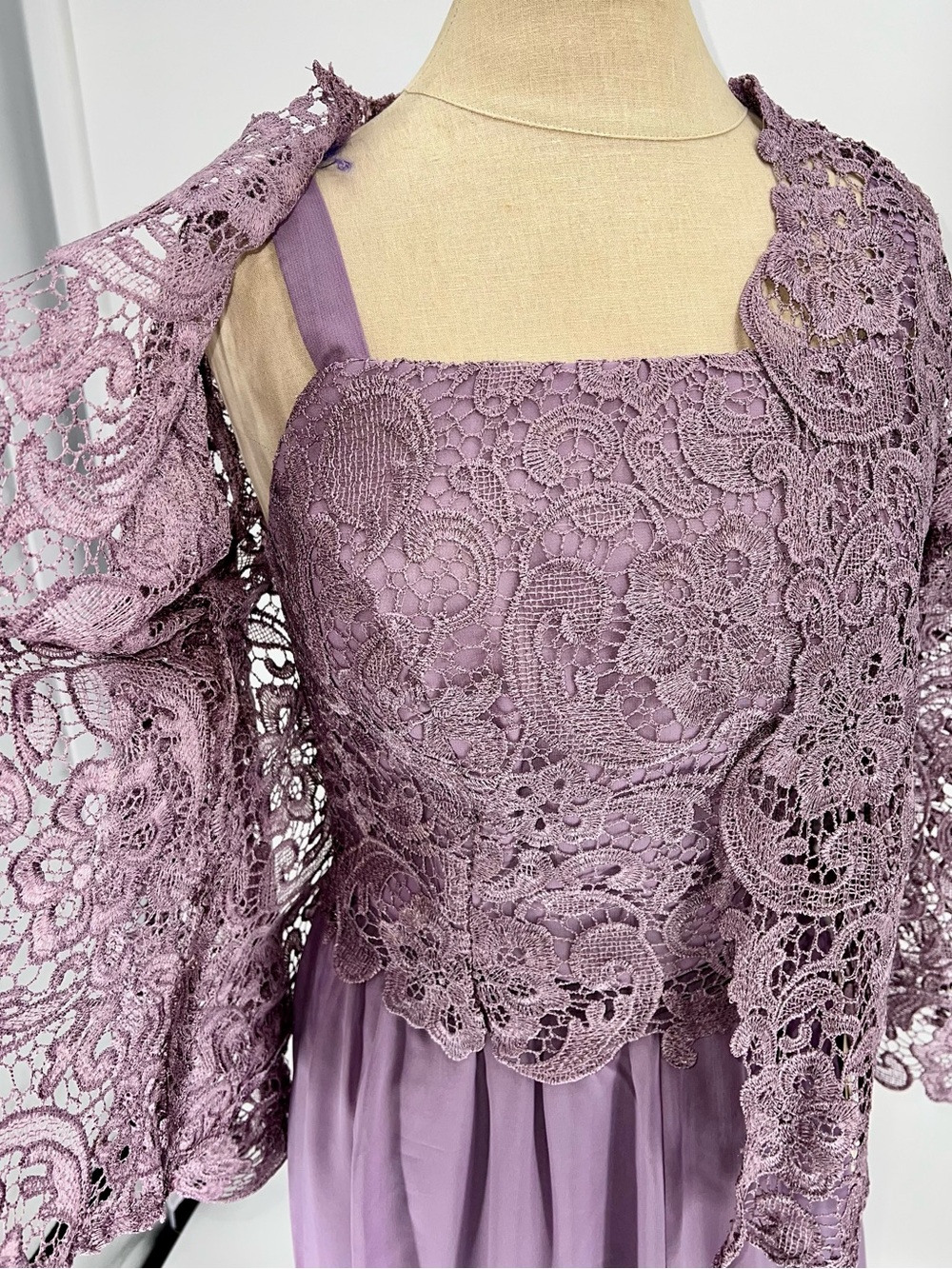 Lace Bodice Jumpsuit in Dusty Lavender
